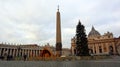 Vatican - Saint Peter square at Christmas with 2022 Nativity sceneÃÂ and Christmas tree in front of St. Peter\'s Basilica Royalty Free Stock Photo